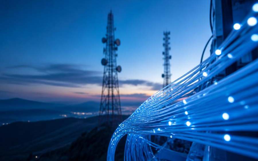 Infraestrutura de telecomunicações com cabos de fibra óptica